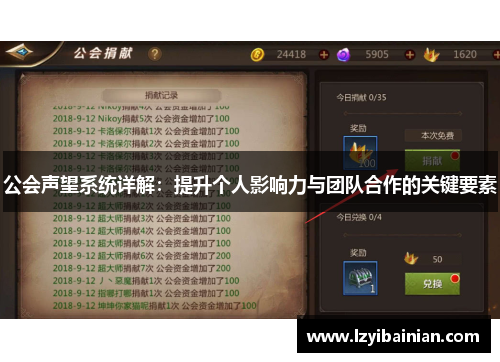 公会声望系统详解：提升个人影响力与团队合作的关键要素